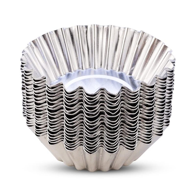 JOGILBOY 20 Pcs Disposable Aluminum Foil Egg Tart Molds Mini Pie Tins Pans and Tinfoil Cupcake Cake Cookie Liner Baking Cup Molder for Baking Supplies Making Tarts Quiche Pie Chocolate Pudding - Image 1
